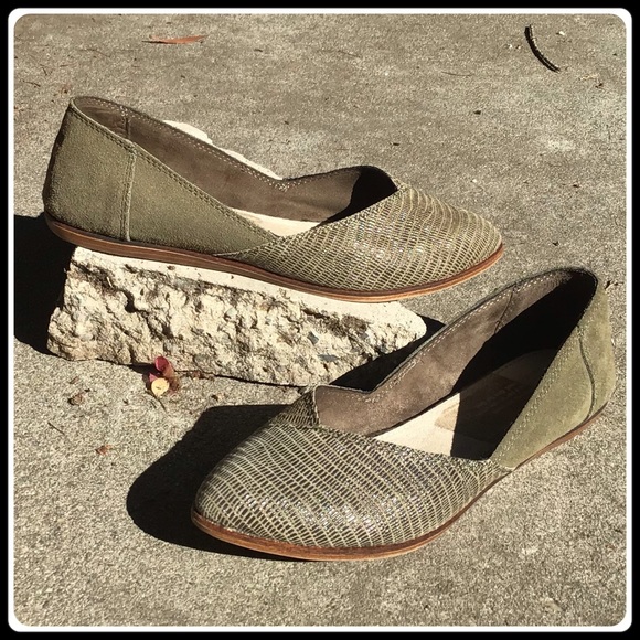 Tom’s Olive green Jutti flats - Picture 7 of 10